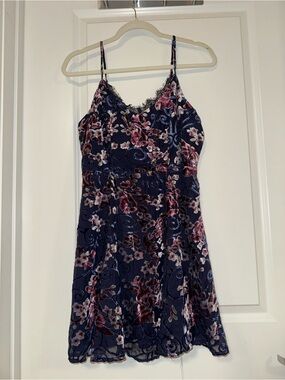 Francesca's Navy Spaghetti Strap Slip Dress